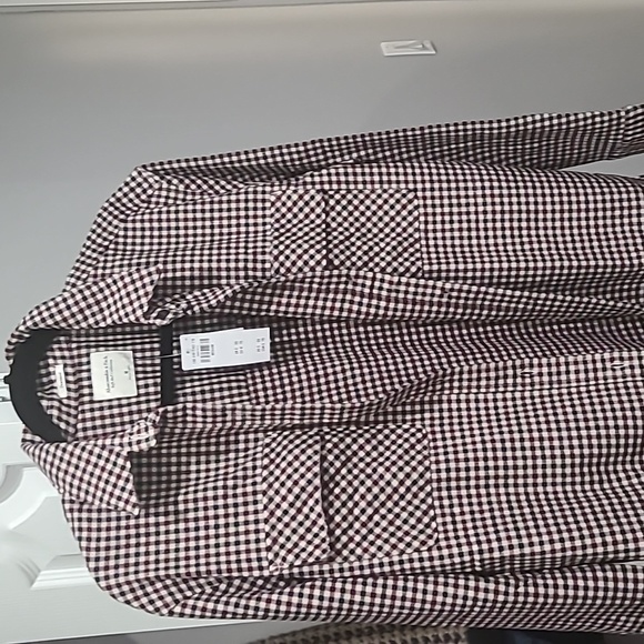 Abercrombie and fitch womens oversized burgundy check shirt flannel top - Picture 2 of 9